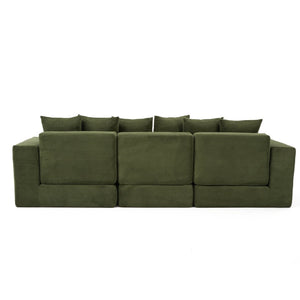 English Elm [new Arrived] Corduroy Modular Sectional Converts 10 Ways Floor Sleeper Lounge Living Room Green W2108S00150