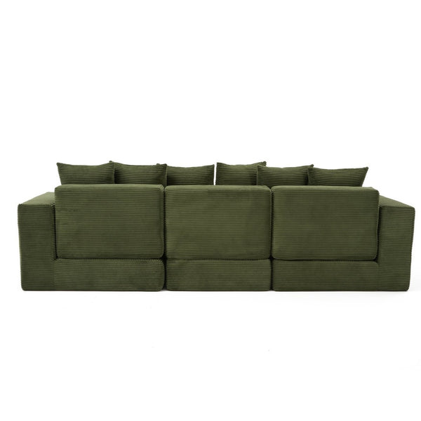 English Elm [new Arrived] Corduroy Modular Sectional Converts 10 Ways Floor Sleeper Lounge Living Room Green W2108S00150