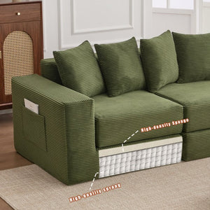 English Elm [new Arrived] Corduroy Modular Sectional Converts 10 Ways Floor Sleeper Lounge Living Room Green W2108S00150