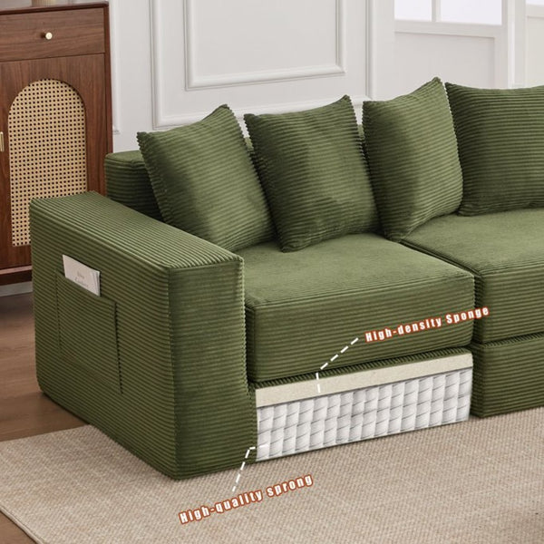 English Elm [new Arrived] Corduroy Modular Sectional Converts 10 Ways Floor Sleeper Lounge Living Room Green W2108S00150