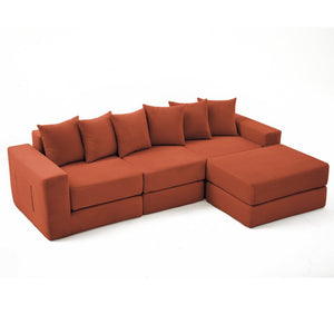 English Elm [new Arrived] Corduroy Modular Sectional Converts 10 Ways Floor Sleeper Lounge Living Room Orange W2108S00151