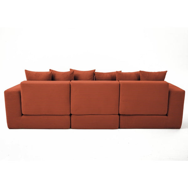 English Elm [new Arrived] Corduroy Modular Sectional Converts 10 Ways Floor Sleeper Lounge Living Room Orange W2108S00151