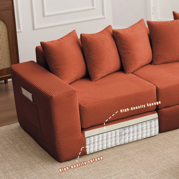 English Elm [new Arrived] Corduroy Modular Sectional Converts 10 Ways Floor Sleeper Lounge Living Room Orange W2108S00151