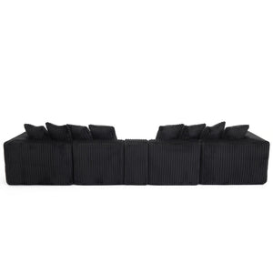 English Elm New Corduroy U Shaped Modular Sectional Sofa with Wireless Charging and Six Seat Comfort W2108S00155