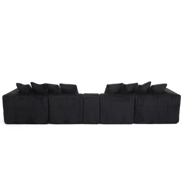 English Elm New Corduroy U Shaped Modular Sectional Sofa with Wireless Charging and Six Seat Comfort W2108S00155
