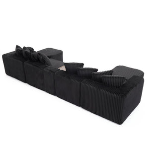 English Elm New Corduroy U Shaped Modular Sectional Sofa with Wireless Charging and Six Seat Comfort W2108S00155