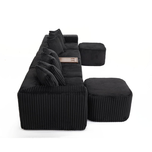 English Elm New Corduroy U Shaped Modular Sectional Sofa with Wireless Charging and Six Seat Comfort W2108S00155