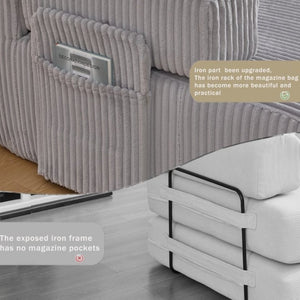 English Elm New Corduroy Modular U Shaped Sectional Sofa with Sleeper and Pocket Spring Cushions Gray W2108S00160