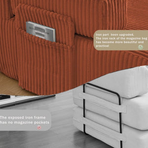 English Elm New Corduroy Modular U Shaped Sectional Sofa with Sleeper and Pocket Spring Cushions Orange W2108S00170