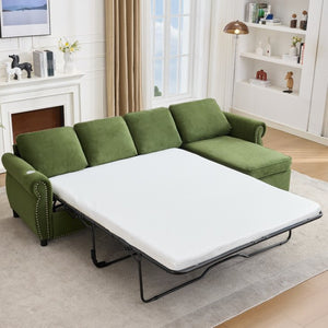 English Elm [new Arrived] L Shaped Sleeper Sectional with Wireless Charging Memory Foam and Storage Green W2108S00172