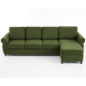 English Elm [new Arrived] L Shaped Sleeper Sectional with Wireless Charging Memory Foam and Storage Green W2108S00172