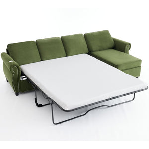 English Elm [new Arrived] L Shaped Sleeper Sectional with Wireless Charging Memory Foam and Storage Green W2108S00172