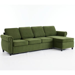 English Elm [new Arrived] L Shaped Sleeper Sectional with Wireless Charging Memory Foam and Storage Green W2108S00172