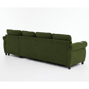 English Elm [new Arrived] L Shaped Sleeper Sectional with Wireless Charging Memory Foam and Storage Green W2108S00172
