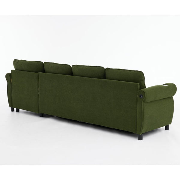 English Elm [new Arrived] L Shaped Sleeper Sectional with Wireless Charging Memory Foam and Storage Green W2108S00172