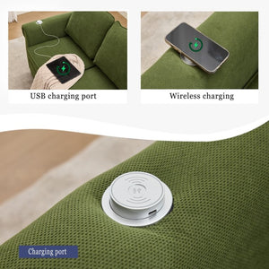English Elm [new Arrived] L Shaped Sleeper Sectional with Wireless Charging Memory Foam and Storage Green W2108S00172