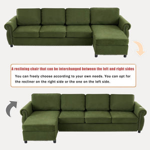 English Elm [new Arrived] L Shaped Sleeper Sectional with Wireless Charging Memory Foam and Storage Green W2108S00172
