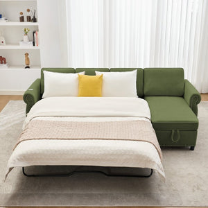 English Elm [new Arrived] L Shaped Sleeper Sectional with Wireless Charging Memory Foam and Storage Green W2108S00172