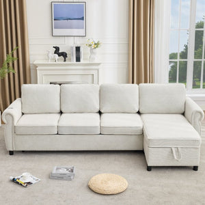 English Elm [new Arrived] L Shaped Sleeper Sectional with Wireless Charging Memory Foam and Storage Beige W2108S00173