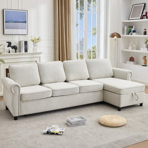 English Elm [new Arrived] L Shaped Sleeper Sectional with Wireless Charging Memory Foam and Storage Beige W2108S00173