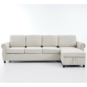 English Elm [new Arrived] L Shaped Sleeper Sectional with Wireless Charging Memory Foam and Storage Beige W2108S00173