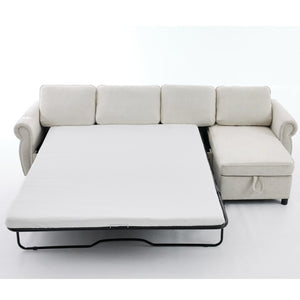 English Elm [new Arrived] L Shaped Sleeper Sectional with Wireless Charging Memory Foam and Storage Beige W2108S00173