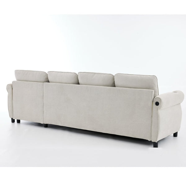 English Elm [new Arrived] L Shaped Sleeper Sectional with Wireless Charging Memory Foam and Storage Beige W2108S00173