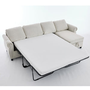 English Elm [new Arrived] L Shaped Sleeper Sectional with Wireless Charging Memory Foam and Storage Beige W2108S00173