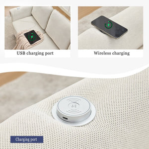 English Elm [new Arrived] L Shaped Sleeper Sectional with Wireless Charging Memory Foam and Storage Beige W2108S00173