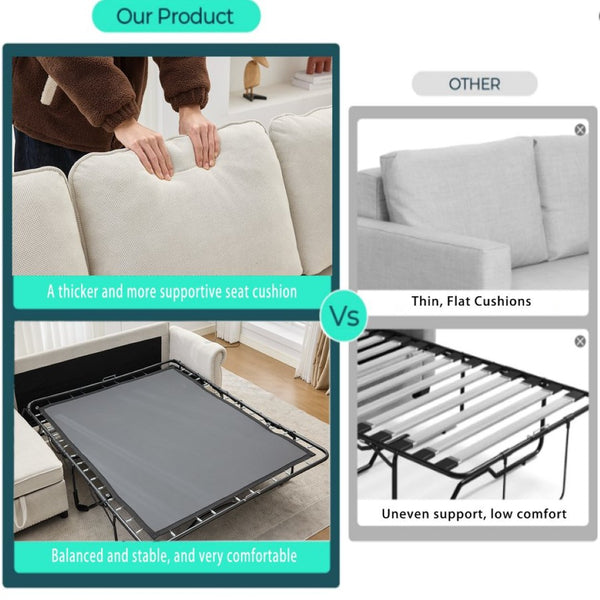 English Elm [new Arrived] L Shaped Sleeper Sectional with Wireless Charging Memory Foam and Storage Beige W2108S00173