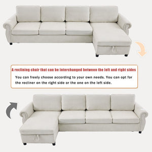 English Elm [new Arrived] L Shaped Sleeper Sectional with Wireless Charging Memory Foam and Storage Beige W2108S00173