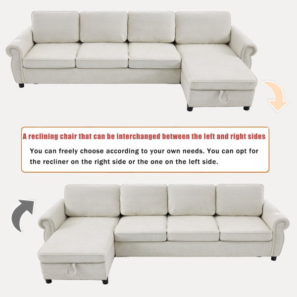 English Elm [new Arrived] L Shaped Sleeper Sectional with Wireless Charging Memory Foam and Storage Beige W2108S00173