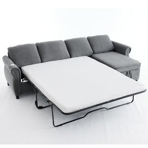 English Elm [new Arrived] L Shaped Sleeper Sectional with Wireless Charging Memory Foam and Storage Dark Gray W2108S00174
