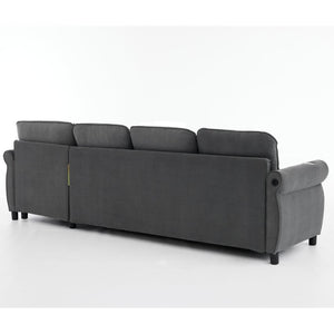 English Elm [new Arrived] L Shaped Sleeper Sectional with Wireless Charging Memory Foam and Storage Dark Gray W2108S00174