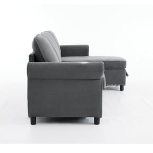 English Elm [new Arrived] L Shaped Sleeper Sectional with Wireless Charging Memory Foam and Storage Dark Gray W2108S00174