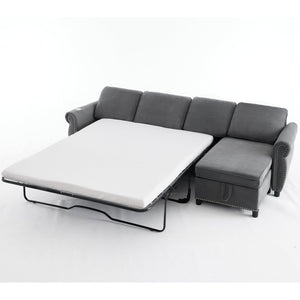 English Elm [new Arrived] L Shaped Sleeper Sectional with Wireless Charging Memory Foam and Storage Dark Gray W2108S00174