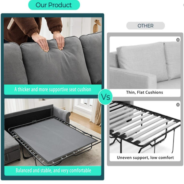 English Elm [new Arrived] L Shaped Sleeper Sectional with Wireless Charging Memory Foam and Storage Dark Gray W2108S00174