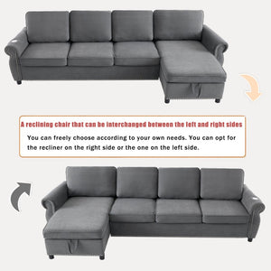 English Elm [new Arrived] L Shaped Sleeper Sectional with Wireless Charging Memory Foam and Storage Dark Gray W2108S00174