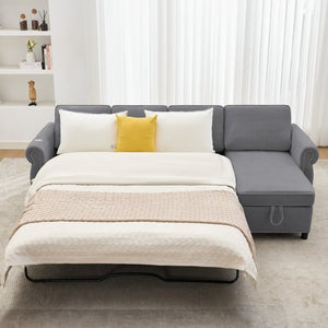 English Elm [new Arrived] L Shaped Sleeper Sectional with Wireless Charging Memory Foam and Storage Dark Gray W2108S00174