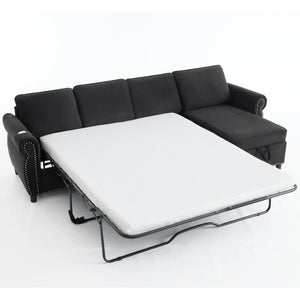English Elm [new Arrived] L Shaped Sleeper Sectional with Wireless Charging Memory Foam and Storage Black W2108S00175