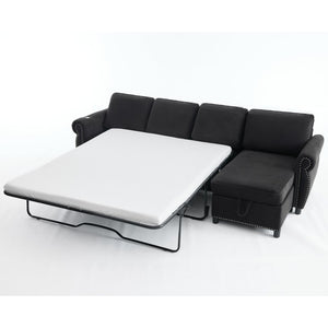 English Elm [new Arrived] L Shaped Sleeper Sectional with Wireless Charging Memory Foam and Storage Black W2108S00175