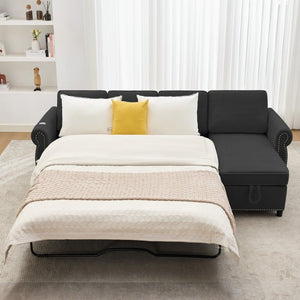 English Elm [new Arrived] L Shaped Sleeper Sectional with Wireless Charging Memory Foam and Storage Black W2108S00175