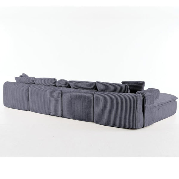 English Elm New Corduroy Modular U Shaped Sectional Sofa with Deep Seats and Movable Armrests Dark Gray W2108S00179