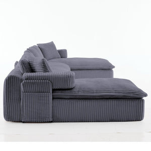 English Elm New Corduroy Modular U Shaped Sectional Sofa with Deep Seats and Movable Armrests Dark Gray W2108S00179