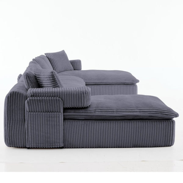 English Elm New Corduroy Modular U Shaped Sectional Sofa with Deep Seats and Movable Armrests Dark Gray W2108S00179