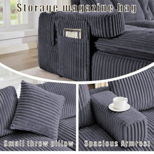 English Elm New Corduroy Modular U Shaped Sectional Sofa with Deep Seats and Movable Armrests Dark Gray W2108S00179