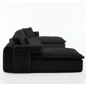 English Elm New Corduroy Modular U Shaped Sectional Sofa with Deep Seats and Movable Armrests Black W2108S00180