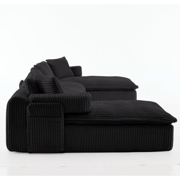 English Elm New Corduroy Modular U Shaped Sectional Sofa with Deep Seats and Movable Armrests Black W2108S00180