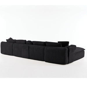 English Elm New Corduroy Modular U Shaped Sectional Sofa with Deep Seats and Movable Armrests Black W2108S00180