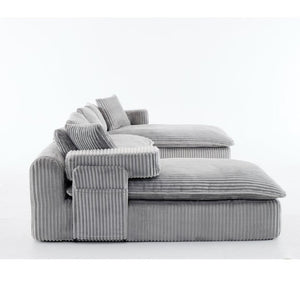 English Elm New Corduroy Modular U Shaped Sectional Sofa with Deep Seats and Movable Armrests Gray W2108S00181